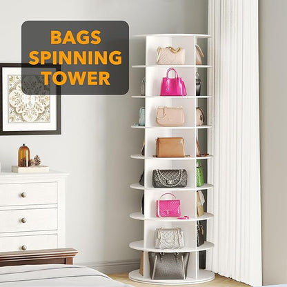 SpaceAid 8 Tier Rotating Shoe Rack Tower, Spinning Shoe Display Lazy Susan