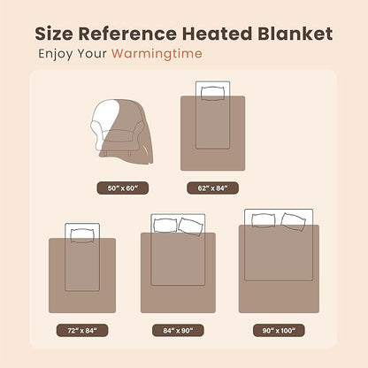 Heated Blanket Electric Blanket Queen Waffle, 84x90 Inches Dual Controllers