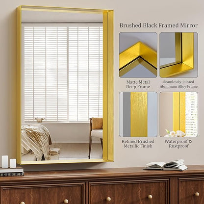 Koonmi 30x48 Inch Metal Framed Bathroom Mirror