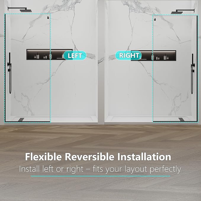Shower Screen, 3/8" Tempered Glass, Shower Wall Panels, Fix Shower Glass Screen