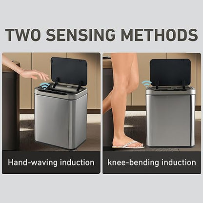 ELPHECO Stainless Steel Office Trash Can Motion Sensor Garbage Can Touchless