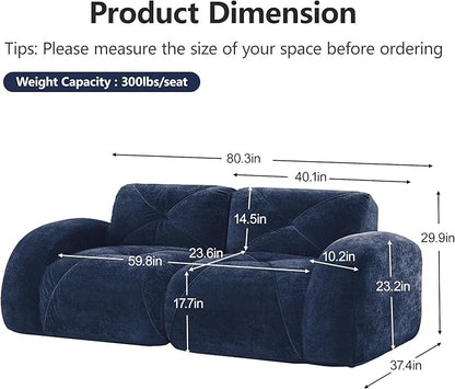 Modular Sectional Sofa with Free Combination,Boneless Floor Couch for Small Spaces, Living Room & Lounge,Velvet 2-Seater Sectional Couch with Comfortable Deep Seat,No Assembly Needed