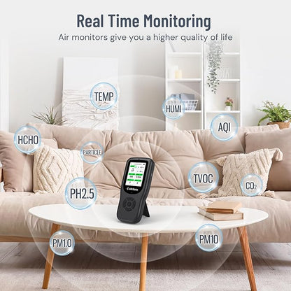 LifeBasis Air Quality Monitor Indoor, 11-in-1 Air Quality Detector