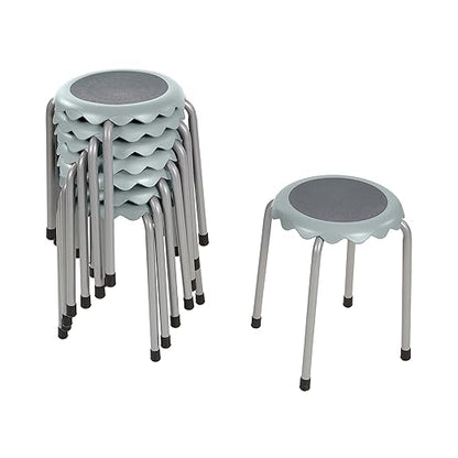 ECR4Kids Daisy Stackable Stool Set, Flexible Seating, Light Grey, 8-Piece