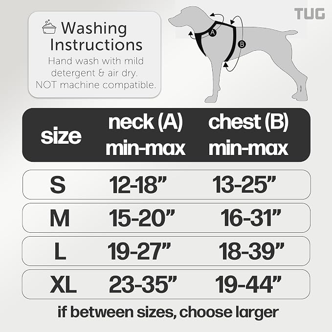 TUG No-Pull Dog Harness, 2 Leash Clips + Padded Handle (Large, Cream) | Water-Resistant Padded Interior | No-Pull Front Clip | Padded Back Handle | Adjustable Straps