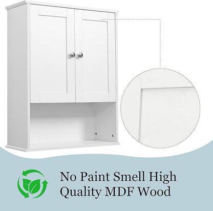 Bathroom Cabinet Wall Mounted Over Toilet Storage Cabinet 20x28 Inch White Wood