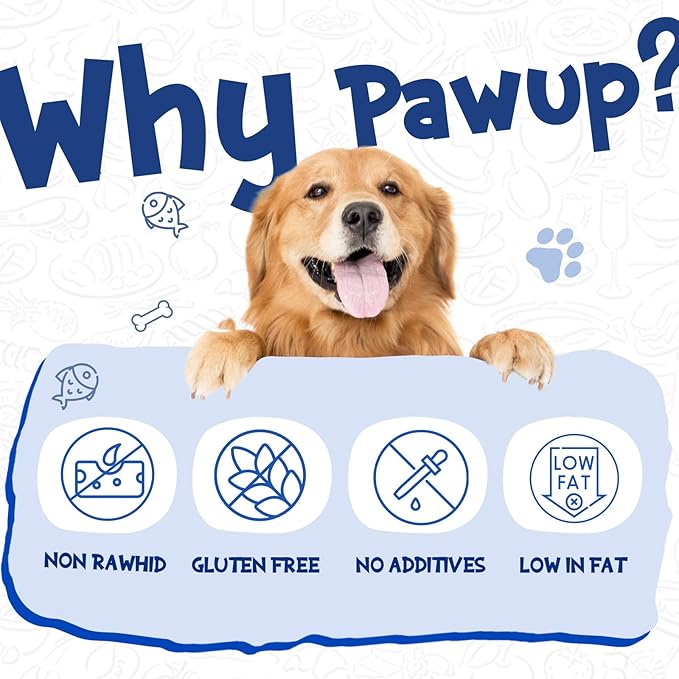 PAWUP Cod Skin Dog Treats - Natural Fish Roll Snacks w/Taurine, Single Ingredient Chews, Rich in Omega 3, 16.2 oz