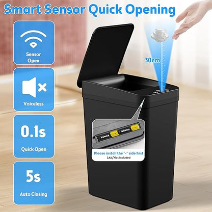 Bathroom Trash Can with Lid, 2 Pack 4 & 2.2 Gallon Automatic Touchless Garbage