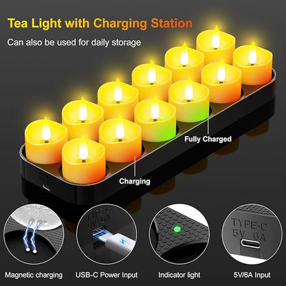 YiaMia 12 Pack Upgraded Rechargeable Tea Lights