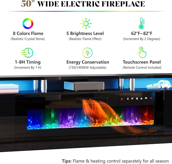 AMERLIFE 90" High Gloss 2 Tier TV Stand