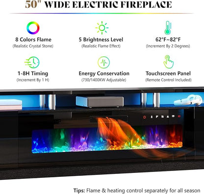 AMERLIFE 90" High Gloss 2 Tier TV Stand