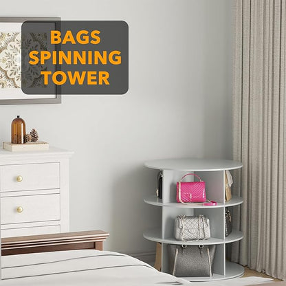 SpaceAid 3 Tier Rotating Shoe Rack Tower, Spinning Shoe Display Lazy Susan