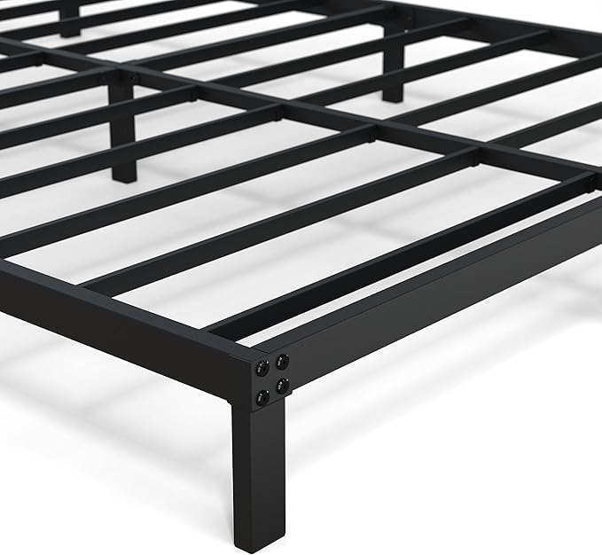 King Size Bed Frame No Box Spring Needed, 8 Inch Heavy Duty King Platform Bed Frame Support Up to 3000 lbs, Easy Assembly, Noise Free, Black