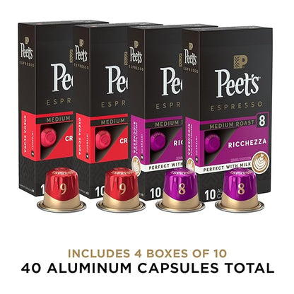 Peet's Coffee, Medium Roast Espresso Capsules Variety Pack, Compatible