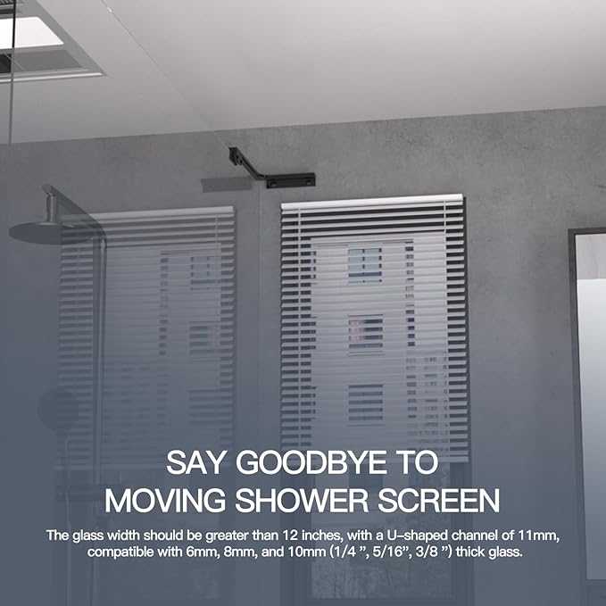 Shower Glass Support Bar, Both Sides Available, Frameless Bathroom Glass Clamp