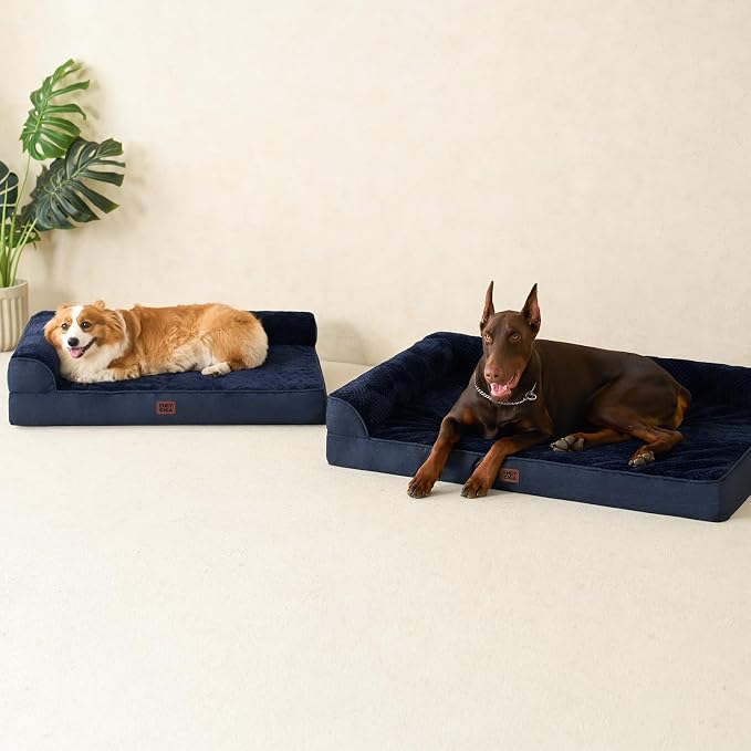 EHEYCIGA Extra Large Dog Bed Othorpedic, Memory Foam XL Dog Bed with Washable Removable Cover, Waterproof Pet Sofa Couch XLarge Size Dogs with Nonskid Bottom, 44x32x6.5, Navy Blue | Washable Removable Cover, Waterproof Flat Pet Sofa Couch with Nonskid ...