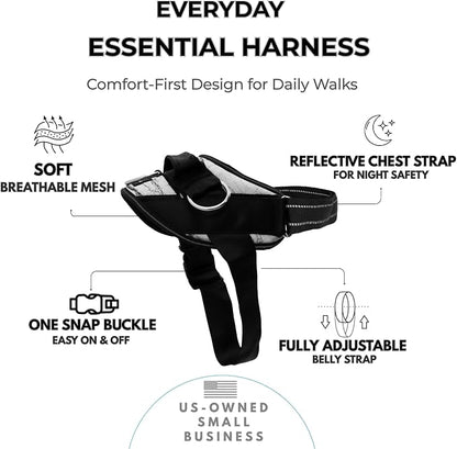 ShawnCo Essential Dog Harness, No-Pull Pet Vest (White Marble,S) | 3 Leash Clips, Easy On, No-Choke, Reflective, Adjustable Fit, Padded Comfort, Control Handle, For Small, Medium & Large Dogs