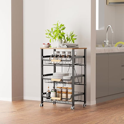 4-Layer Fruit Basket Kitchen Food Storage Organizer and Storage Rack, Stackable
