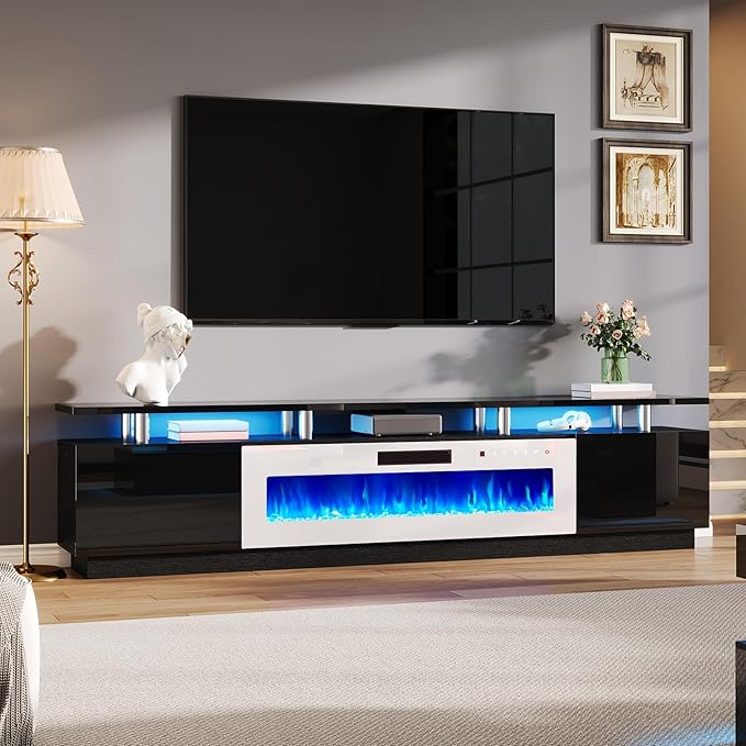 AMERLIFE 90" 2 Tier Fireplace TV Stand