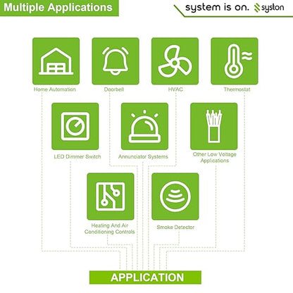 Syston 18/2 Thermostat Doorbell HVAC Heating Control Cable Wire, 18 AWG 2