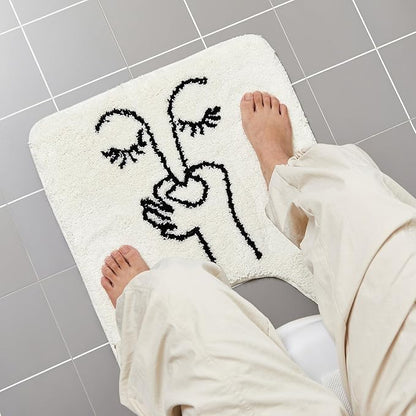Drydiet Toilet Rug U Shaped Washable Soft and Absorbent Bathroom Rugs Non Slip Bath Mat Machine Wash Bathroom Contour Rug for Toilet Base, 24 x 20 Inch(Bad Smell Humorous)