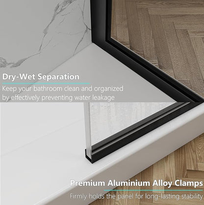 Shower Screen, 3/8" Tempered Glass, Shower Wall Panels, Fix Shower Glass Screen