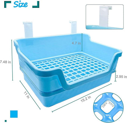 Hamiledyi Extra Large Rabbit Litter Box Pet Corner Toilet Small Animal Potty Trainer Huge Bunny Litter Pan with Plastic Grate Deep Dump Tray for Adult Guinea Pigs Chinchillas Ferrets Galesaurs