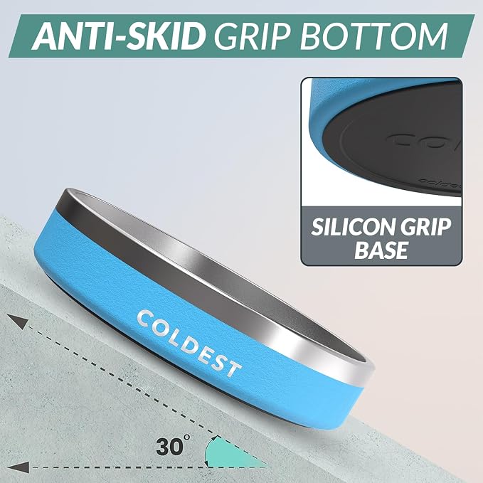 Coldest Dog Bowl - Anti Rust Metal, Non Slip, 3 Layers Insulated Stainless Steel Dog Bowls - Spill Proof & Heavy Duty - Water Bowl for Dogs, Cats & Pets, Dish Washer Safe (21 oz, Celestial Blue)