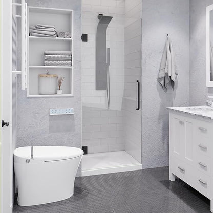 ANZZI 70" x 24" Frameless Shower Door in Gun Metal Black, Passion Water