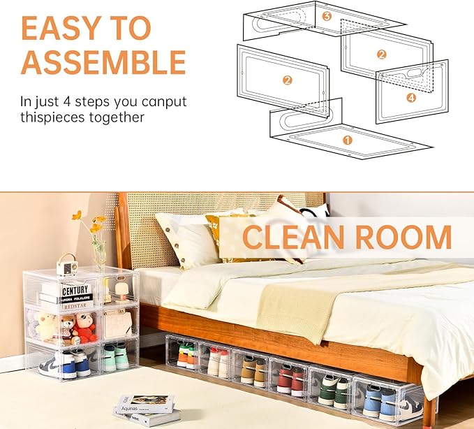 12 Pack Large Shoe Storage Box, Shoe Containers