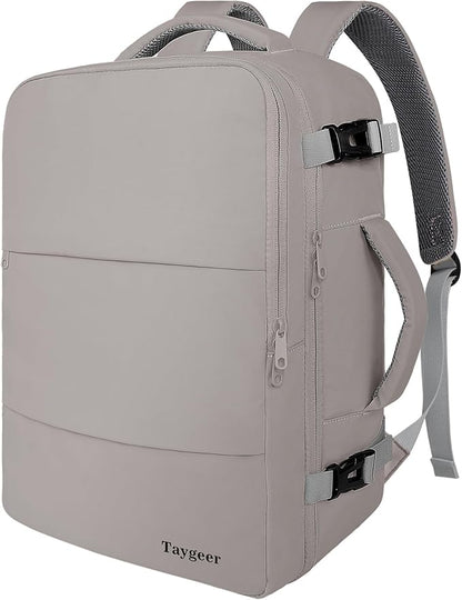 Taygeer Laptop Backpack Purse for Women, Backpack for College Essentials with 17.3inch Laptop Compartment, Travel Mochila Airline Approved CarryOn Work Bag for Nursing Doctor Business Travel, Brown
