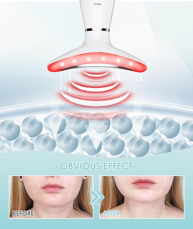 7 Color Neck Face Massager - Facial Massager Tool for Skin Care at Home, Vibrating Face Massager with Thermals, Galvanic Machines White