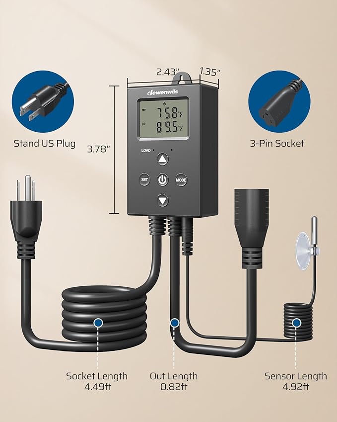 DEWENWILS Digital Temperature Controller Thermostat Outlet