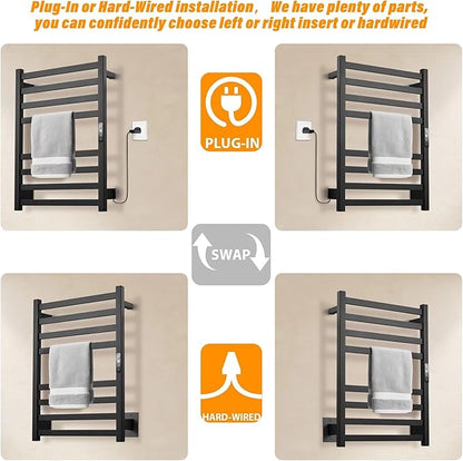 Towel Warmer Matte Black Heated Towel Rack