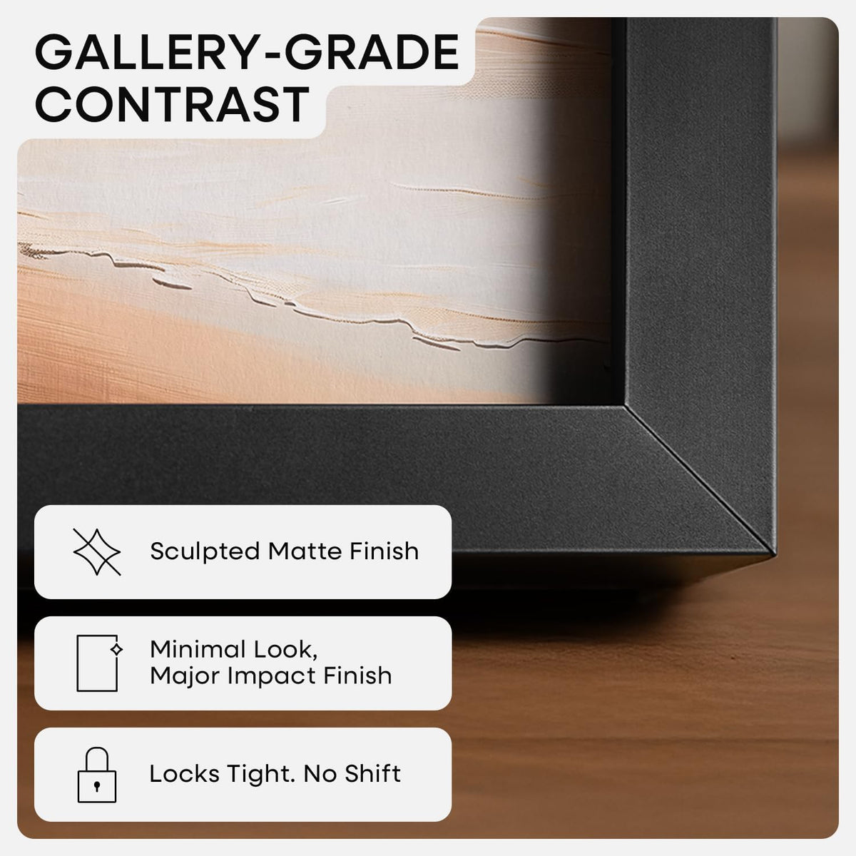 Homeforia 14x14 Picture Frame Black, High End Metal 14 x 14 Square Poster Frames with Mat 12 x 12 Photo, 14x14 Black Frame Matted to 12x12 Print, 14by14 Thin Frames, Tempered Glass, Wall Kit, Set of 1