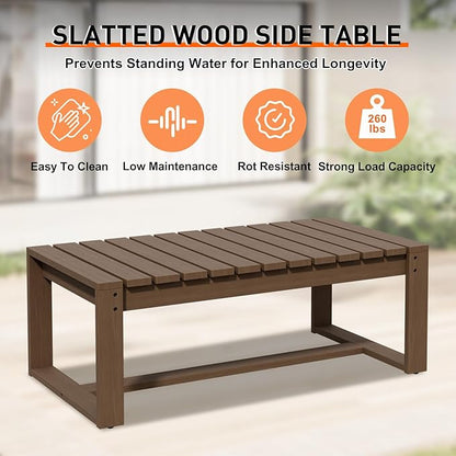 INTER HUT Rustic Hideaway Natural Cedar Wood Outdoor Furniture Set, Wicker Patio Conversation Set for Porch Garden Backyard, Couch, 4 Patio Chairs, Tables, 7 Piece, Brownish/Beige