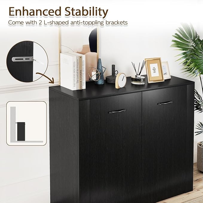Giantex Modern Storage Cabinet, Anti-Tipping Device, Sturdy Metal Hings