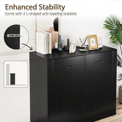 Giantex Modern Storage Cabinet, Anti-Tipping Device, Sturdy Metal Hings