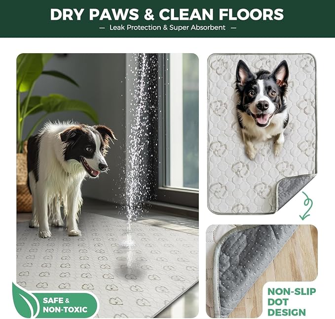 FXW Washable Pee Pads for Dogs, Super Absorbent, 35" Hexagon, 2 Packs | Machine washable, Non-slip backing, Fits 32"/40"/45"H 6-Panel FXW Rollick/Homeplus Playpens