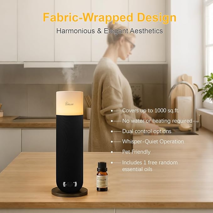 Hotel Collection Diffuser Machine, Fabric-Wrapped Design, Candlelight