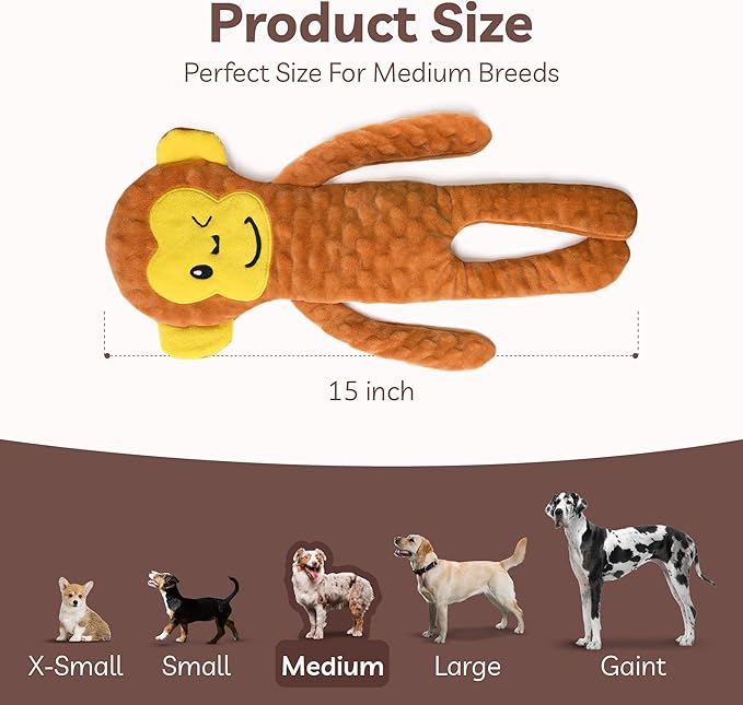 SHARLOVY No Stuffing Dog Toys Squeaky for Large Dogs, Crinkle Puppy Teething Toys to Keep Them Busy, Plush Interactive Doggie Long Lasting Chews for Aggressive Chewers