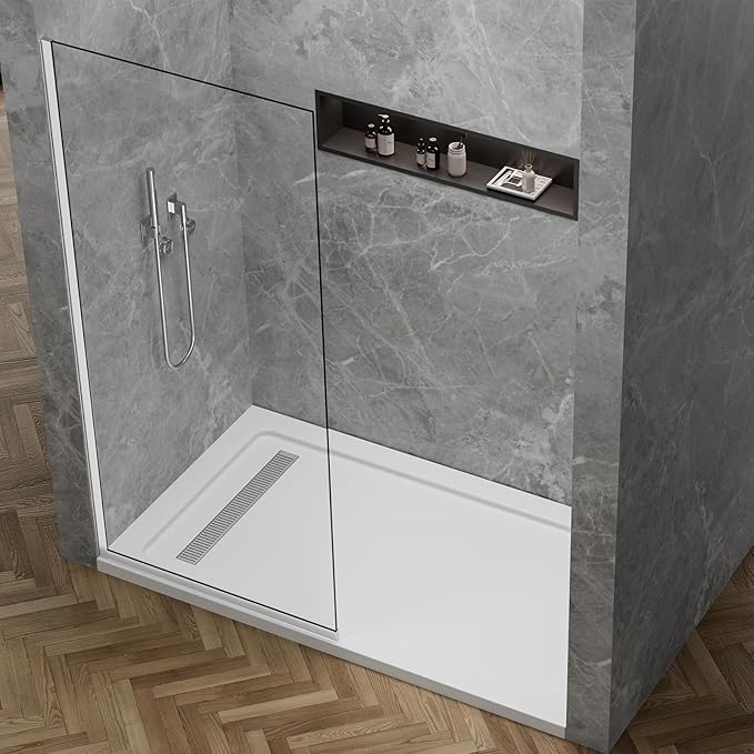 Shower Glass Panel 36" W * 76" H, Semi-Framed Glass Screen, Single Panel