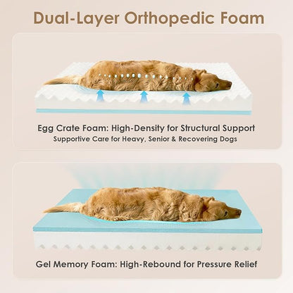 EHEYCIGA Orthopedic XXL Dog Bed for Large Dog, Memory Foam Dog Couch, Dark Green