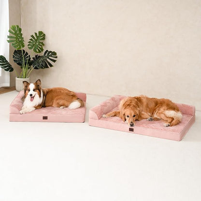 EHEYCIGA XXL Dog Bed Memory Foam, Orthopedic Giant Dog Bed Jumbo with Washable Removable Cover, Waterproof Pet Sofa Couch with Nonskid Bottom, 48x35x7.5, Pink | Washable Removable Cover, Waterproof Flat Pet Sofa Couch with Nonskid Bottom, 48x35x7.5