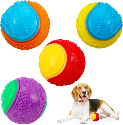 Dog Balls, 4-Pack Squeaky Dog Ball, Large and Medium Sized Dogs, Interactive Dog Toys for Play Exercise and Training 2.5 Inch Easy Catching Dog Toys