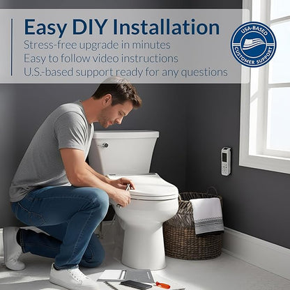 Bio Bidet DLS Premium Heated Bidet Seat, Warm Water & Air Dryer, Auto Open and