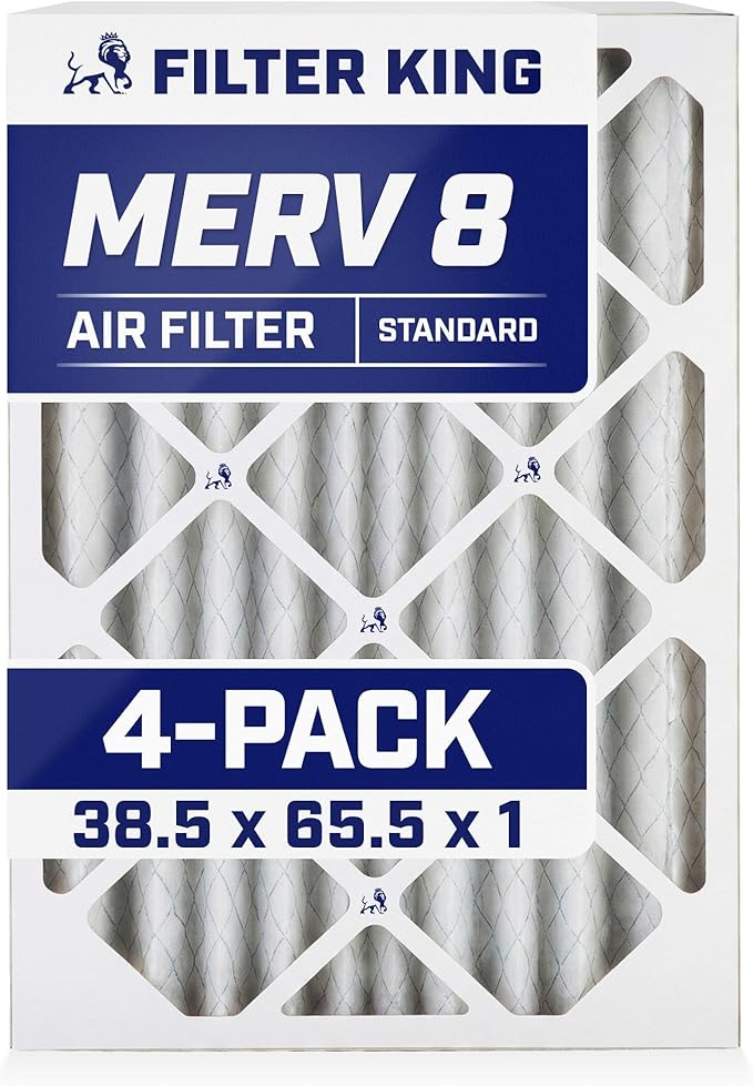 Filter King 38.5x65.5x1 Air Filter | 4-PACK | MERV 8 HVAC Pleated A/C Furnace
