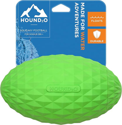 Playology Hound2O Dog Toys | Squeaky Football Toy Dogs to Chase | Green Floating Outdoor Toy - Easy to Clean and Made from Non Toxic Materials