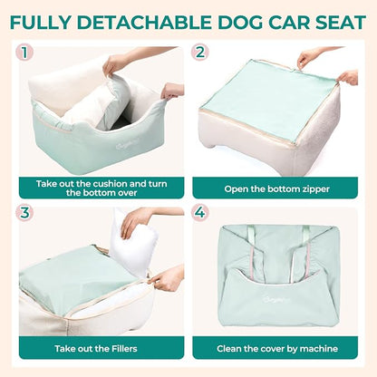 Dog Car Seat for Small Dogs & Cats Under 25 lbs, Beige Green
