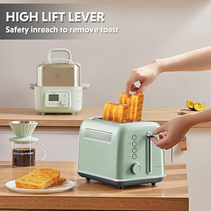BUYDEEM DT620 2-Slice Toaster, Extra Wide Slots, Retro Stainless Steel